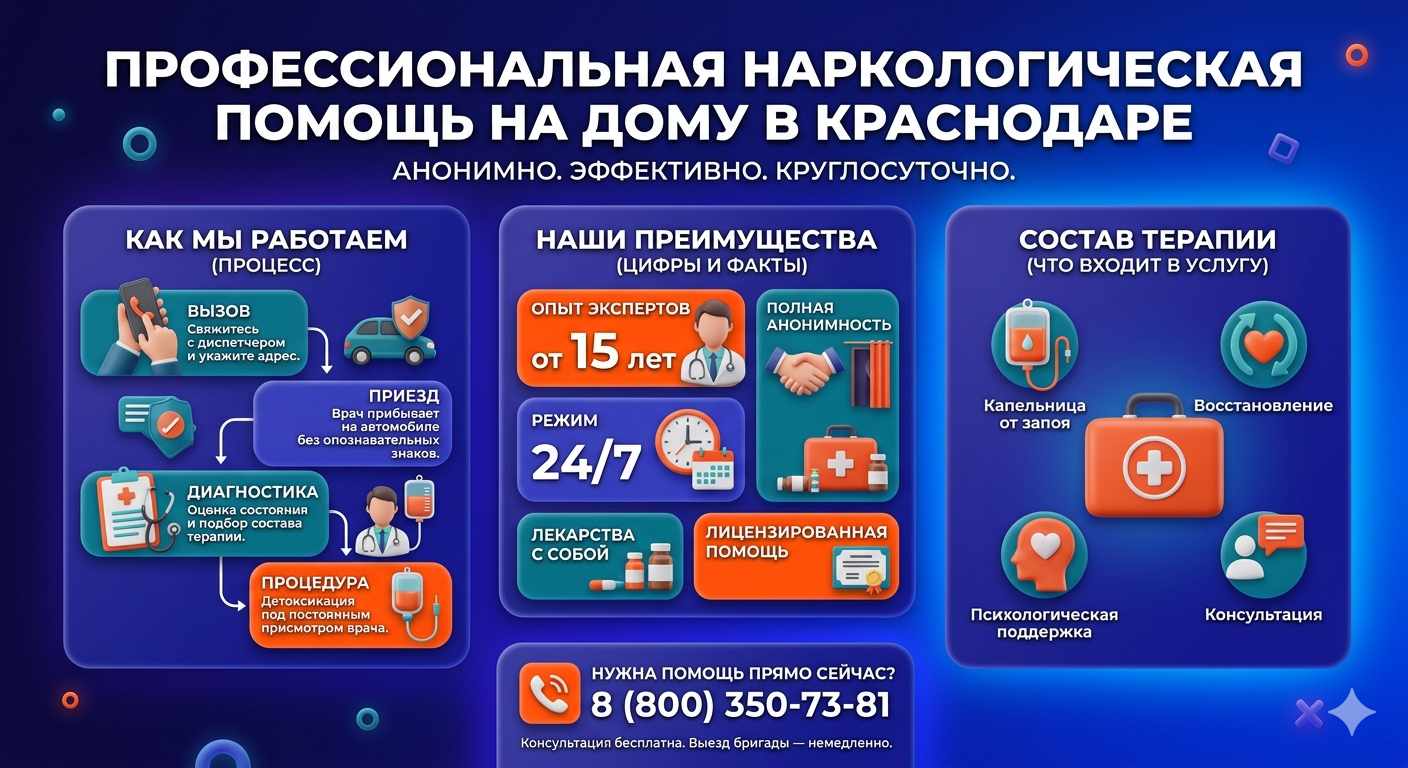 Инфографика о принципах лечения алкоголизма на дому в Очёре: этапы вызова нарколога, преимущества анонимной детоксикации и состав медицинской помощи.